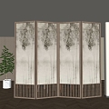 New Chinese Partition Screen Folding Screen Partition 3d model