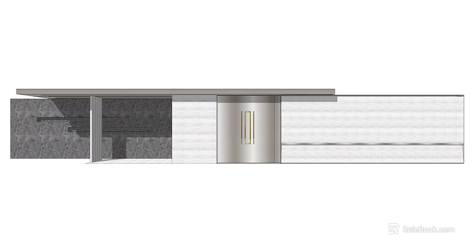 Modern Entrance Door Design With Metal Frame And Stone Wall Panels 3d model 