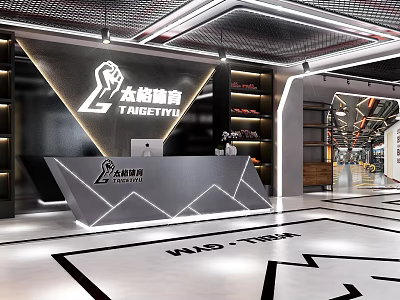 Modern Fitness Gym Reception Area Interior Design 3d model