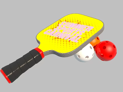 Commercial Equipment Yellow Paddle with White Orange Red Balls for Summer Sports Camping 3d model