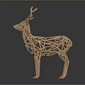 Golden Geometric Deer Decorative Ornament with Polygonal Structure for Home Decor Set