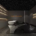 Modern Beauty Salon Interior with Stylish Black Salon Chairs Mirrors and Bright Lighting