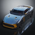 Sleek Gray Sports Car With Yellow Accents And Modern High Performance Aerodynamic Design