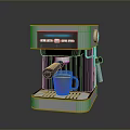 Modern Stainless Steel Kitchen Counter With Espresso Machine Coffee Cup Digital Display And Black Design