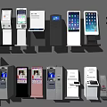 Bank Modern Self Service Equipment Featuring ATMs Interactive Kiosks and Payment Terminals