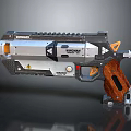 UNIGUN Futuristic Weapon With Metal Body Wooden Grip And Warning Sign Design Features