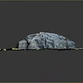 Natural Blue Stone with Wood Accent Green Grass Soil and Rough Texture