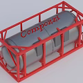 Industrial Equipment Cylindrical Tank With Red Frame Structure And Compozit Label