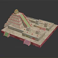 Stepped Pyramid Architectural Structure With Stone Terraces Staircases And Red Edge Accents