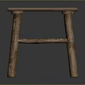 Rustic Wooden Stool Furniture With Natural Wood Finish And Sturdy Legs
