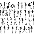 Modern Black Silhouette Skeleton Wall Decor With Various Poses Arranged Artistically