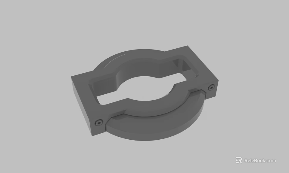 Gray Mechanical Part With Square Base Circular Hole And Mounting Holes 3d model 