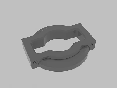 Gray Mechanical Part With Square Base Circular Hole And Mounting Holes 3d model