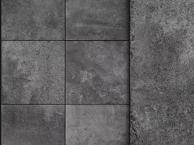 Gray Wall Design with Square Tiles and Textured Concrete Surface 3d model