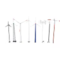 Modern Industrial Wind Energy Equipment Featuring Various Turbine Towers And Blades 3d model