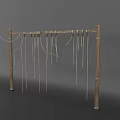 Wooden Rope Decorative Structure with Hanging Strings and Frame Design