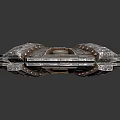 Detailed SciFi Spaceship 3D Model With Circular Structure And Colored Lights 3d model