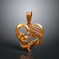 Golden Heart Shaped Pendant With Mother And Child Kissing Design Jewelry Accessory