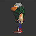 3D Cartoon Character With Green Plaid Shirt Red Shoes White Cap And Muscular Build