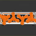 Industrial Manufacturing Equipment With Orange Mechanical Components And Large Structure