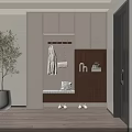 Modern Entryway Shoe Cabinet With Coat Rack Bench And Decorative Items 3d model