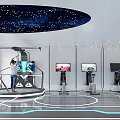 High Tech Fitness Studio With Starry Ceiling Multiple Screens And Exercise Equipment