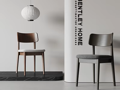 Modern Style Brown And Gray Dining Chairs With Sleek Design In Elegant Interior 3d model