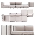 Modern Light Gray Fabric Double Sofa With Modular Design For Living Room 3d model