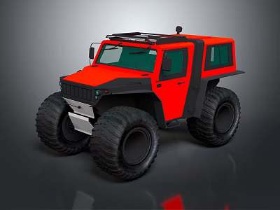 Electric Toy Red Off Road Vehicle With Large Tires And Black Accents 3d model