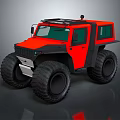 Electric Toy Red Off Road Vehicle With Large Tires And Black Accents
