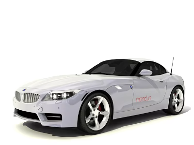 White BMW Z4 Convertible Sports Car With M Badge Black Top And Alloy Wheels 3d model