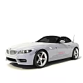 White BMW Z4 Convertible Sports Car With M Badge Black Top And Alloy Wheels