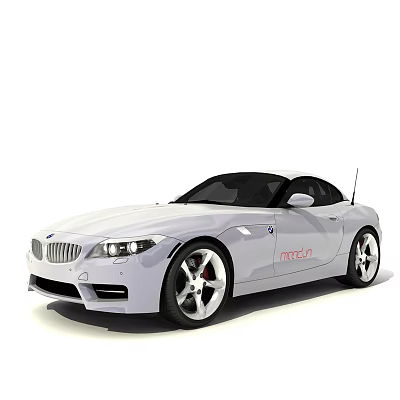 White BMW Z4 Convertible Sports Car With M Badge Black Top And Alloy Wheels 3d model