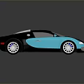 Luxury Blue And Black Sports Car With Streamlined Body Orange Interior Alloy Wheels