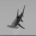 3D Rendered Realistic Hammerhead Shark With Unique Head Structure On Dark Reflective Surface
