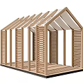 Wooden Pergola Outdoor Structure With Lattice Side Panels And Sloped Roof Design