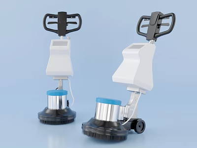 Industrial Floor Cleaning Machines With White Black Design Handle Blue Base And Wheels 3d model