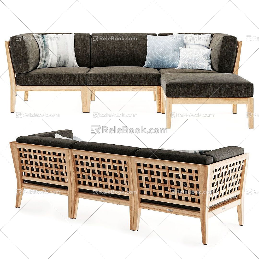 Modern Multiplayer Sofa Casual Sofa Leather Sofa Outdoor Sofa Double Sofa minotti 3d model