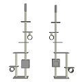 Multi Level Cat Tree Furniture With Sisal Covered Posts Platforms And Hanging Ring Toys