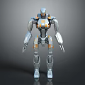 Futuristic Metallic Robot Character With Silver And Orange Accents And Humanoid Structure 3d model