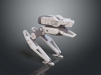 3D Model Of Futuristic Mechanical Quadruped Creature T02 Robot With Slender Legs 3d model