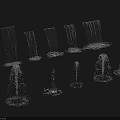 Abstract Water Fountain Designs With Various Spray Patterns And Decorative Features 3d model