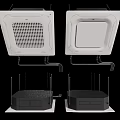Ceiling Mounted Air Conditioner Fan With Open And Closed Panel Designs In White And Black