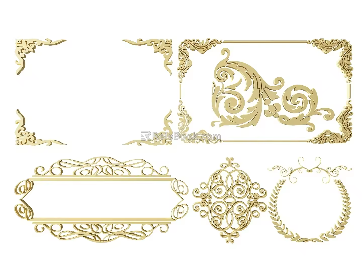 Jane European Flower Lattice Carved Hollow-out Flower Window Carved Corner Carved Gypsum Line Carved Window Pattern Carved 3d model