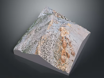 3D Terrain Model With Mountain Slopes Green Vegetation And Rocky Formations 3d model