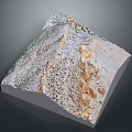3D Terrain Model With Mountain Slopes Green Vegetation And Rocky Formations