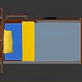 Wooden Bunk Bed With Ship Wheel Decor And Colorful Upper Lower Mattresses