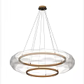 Modern Round White Textured Chandelier with Gold Ring Hanging from Ceiling 3d model