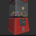 Classic Red Gumball Machine With Transparent Top And Colorful Gumballs