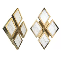 Elegant Diamond Shaped Wall Lamp With Gold Frame And Marble Panels 3d model